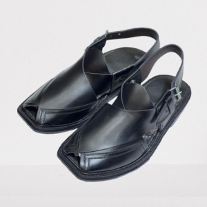 Black Double Gare Peshawari Chappal