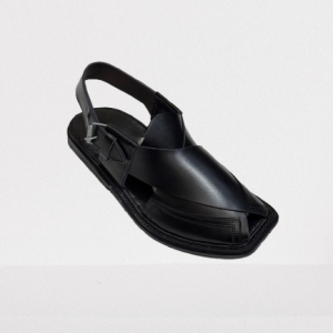 Black Double Gare Peshawari Chappal