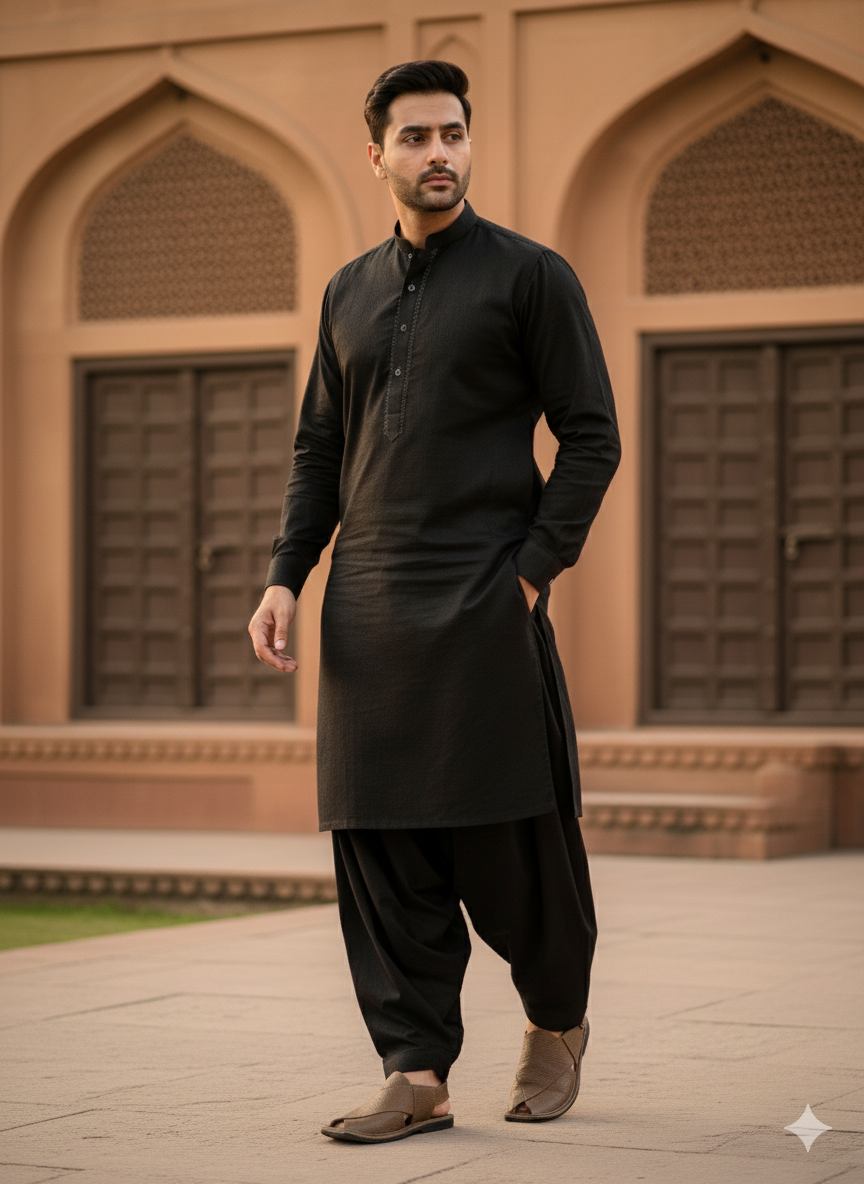 Man wearing Peshawari chappal